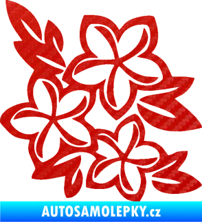 Samolepka Květina dekor 032 pravá 3D karbon červený
