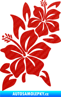 Samolepka Květina dekor 033 levá ibišek 3D karbon červený