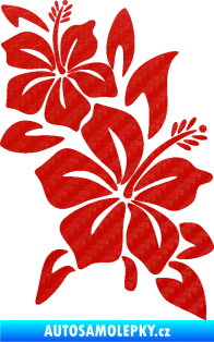 Samolepka Květina dekor 033 pravá ibišek 3D karbon červený