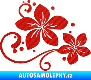 Samolepka Květina dekor 035 pravá 3D karbon červený