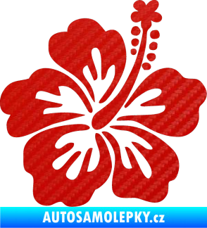 Samolepka Kytička 001 pravá ibišek 3D karbon červený
