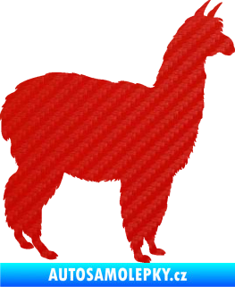 Samolepka Lama 002 pravá alpaka 3D karbon červený