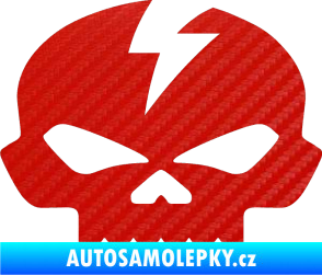 Samolepka Lebka 001 levá 3D karbon červený