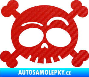Samolepka Lebka 003 levá 3D karbon červený