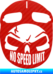 Samolepka Lebka 043 motorkář 3D karbon červený