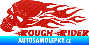 Samolepka Lebka 051 levá rough rider 3D karbon červený