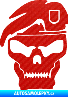 Samolepka Lebka army levá 3D karbon červený