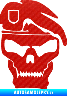 Samolepka Lebka army pravá 3D karbon červený