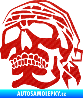 Samolepka Lebka pirát levá 3D karbon červený