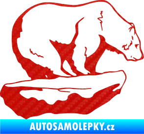 Samolepka Lední medvěd pravá 3D karbon červený