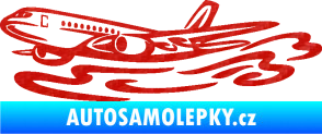 Samolepka Letadlo 026 levá v oblacích 3D karbon červený