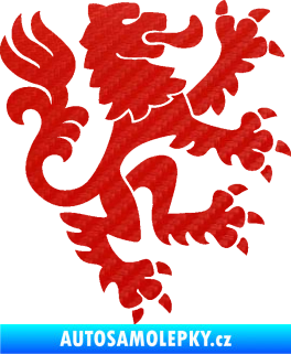 Samolepka Lev heraldika 001 pravá Český lev 3D karbon červený
