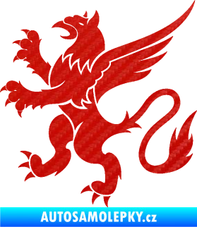 Samolepka Lev heraldika 003 levá 3D karbon červený