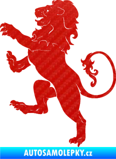 Samolepka Lev heraldika 004 levá 3D karbon červený