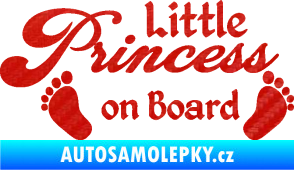 Samolepka Little princess on board 002 nápis s nožičkami 3D karbon červený