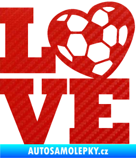 Samolepka Love fotbal 3D karbon červený