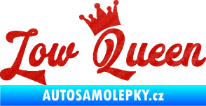 Samolepka Low Queen 001 nápis královna 3D karbon červený