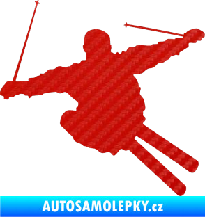 Samolepka Lyžař 001 pravá 3D karbon červený