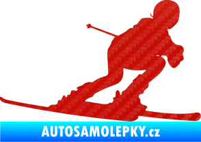 Samolepka Lyžař 002 pravá 3D karbon červený