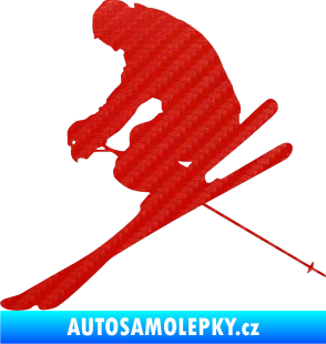 Samolepka Lyžař 005 levá 3D karbon červený