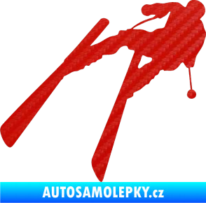 Samolepka Lyžař 007 levá 3D karbon červený