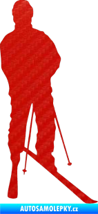 Samolepka Lyžař 008 pravá 3D karbon červený