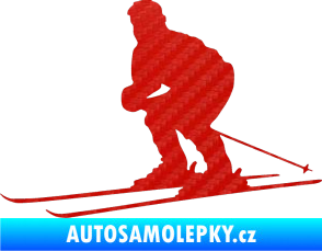 Samolepka Lyžař 009 levá 3D karbon červený
