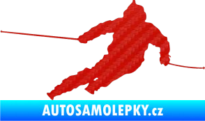 Samolepka Lyžař 015 pravá 3D karbon červený