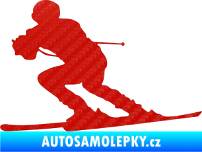 Samolepka Lyžař 017 levá 3D karbon červený