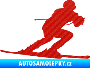 Samolepka Lyžař 017 pravá 3D karbon červený