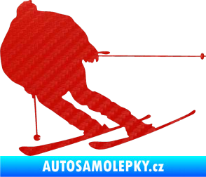 Samolepka Lyžař 019 levá 3D karbon červený
