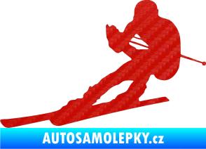 Samolepka Lyžař 022 levá 3D karbon červený