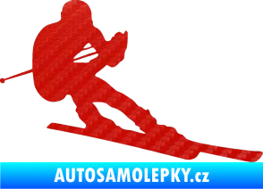 Samolepka Lyžař 022 pravá 3D karbon červený