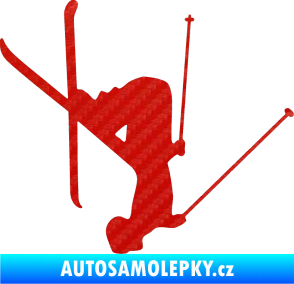 Samolepka Lyžař 023 pravá 3D karbon červený