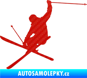 Samolepka Lyžař 024 levá 3D karbon červený