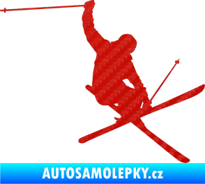 Samolepka Lyžař 024 pravá 3D karbon červený