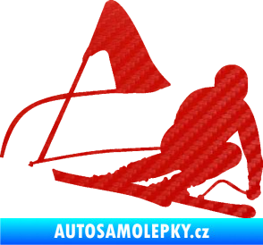 Samolepka Lyžař 025 pravá 3D karbon červený