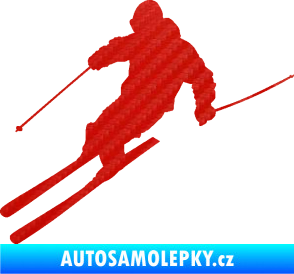 Samolepka Lyžař 027 levá 3D karbon červený