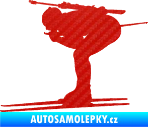 Samolepka Lyžař 028 levá - biatlon 3D karbon červený