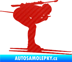 Samolepka Lyžař 028 pravá - biatlon 3D karbon červený