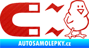 Samolepka Magnet na ptáky pravá 3D karbon červený