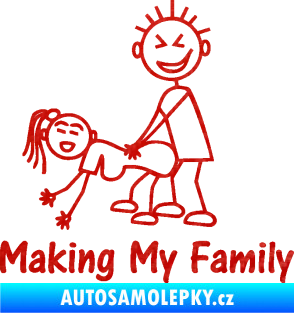 Samolepka Making my family levá 3D karbon červený