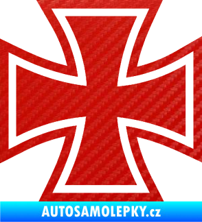 Samolepka Maltézský kříž 001 3D karbon červený