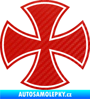 Samolepka Maltézský kříž 003 3D karbon červený