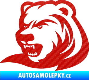 Samolepka Medvěd 001 levá 3D karbon červený