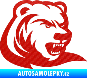 Samolepka Medvěd 001 pravá 3D karbon červený