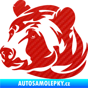 Samolepka Medvěd 007 levá hlava 3D karbon červený