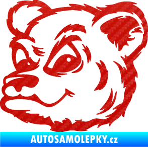 Samolepka Medvěd 011 levá hlava 3D karbon červený