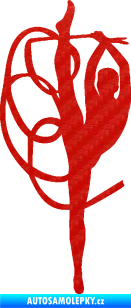 Samolepka Moderní gymnastika 002 levá gymnastka se stuhou 3D karbon červený