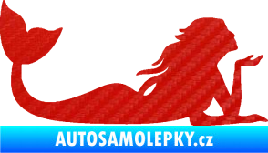 Samolepka Mořská panna 004 pravá 3D karbon červený